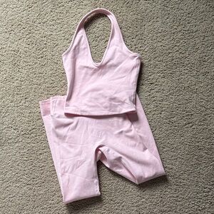 Pink Halter Top and Leggings Set
